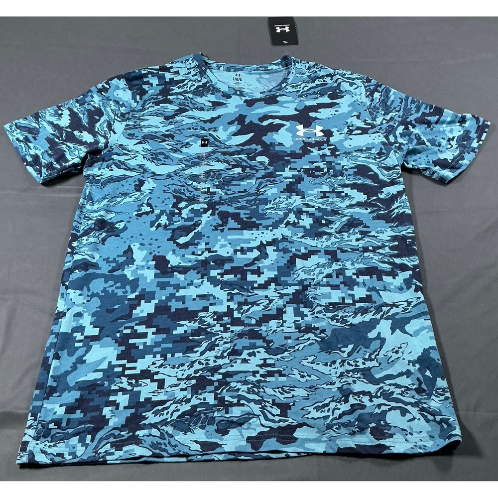 Under Armour Mens ABC Camo SS T-Shirt Blue Digital Camouflage 1357727 Large